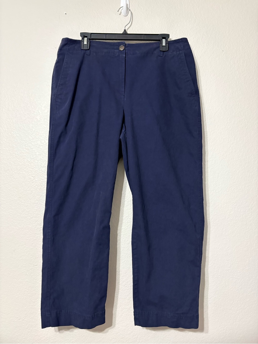 Talbots Cotton Career Workwear Navy Straight-Leg Chinos Flat Front 14